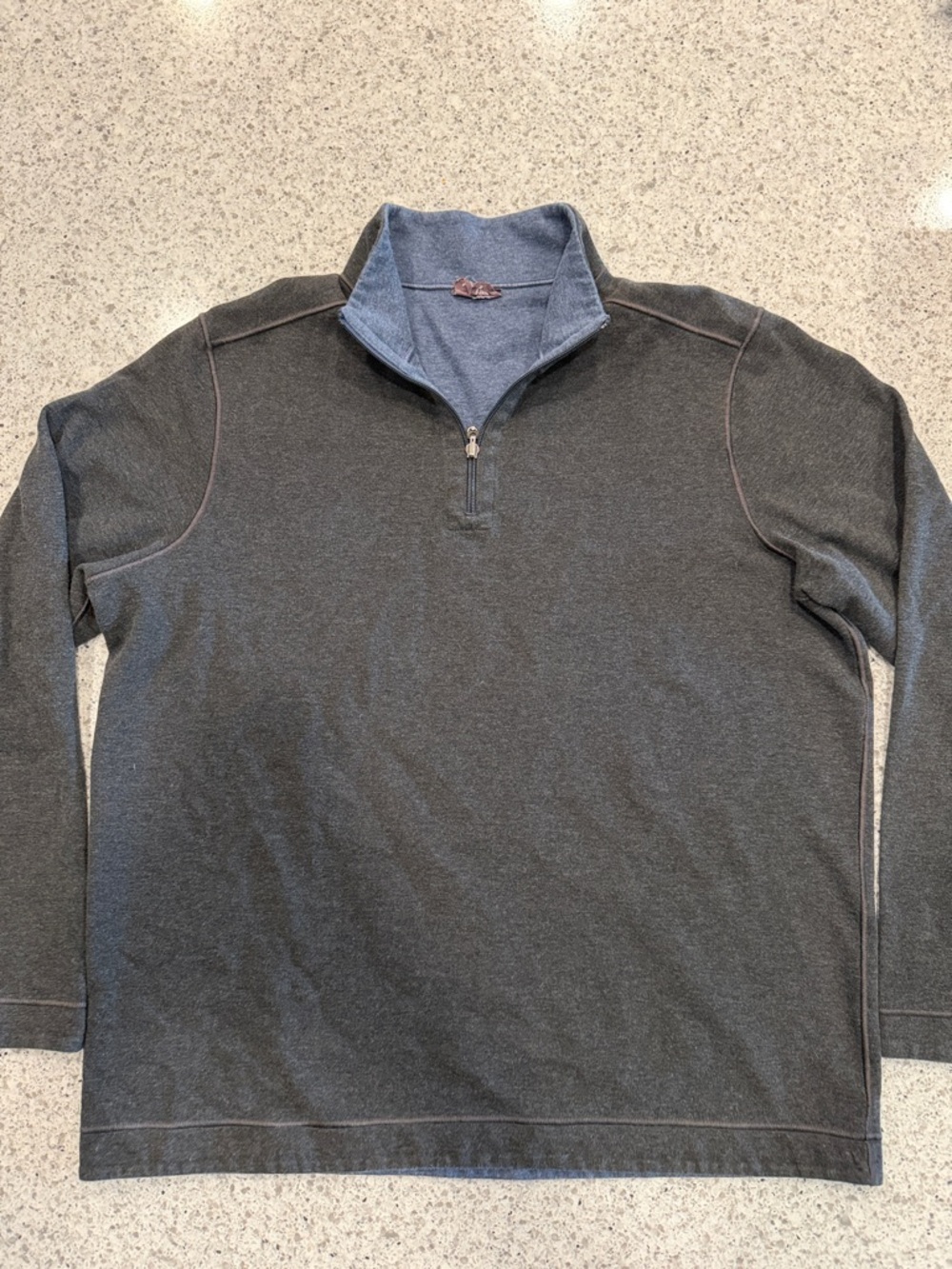 Men's Dark Gray/Blue Reversible Quarter‑Zip Pullover XL